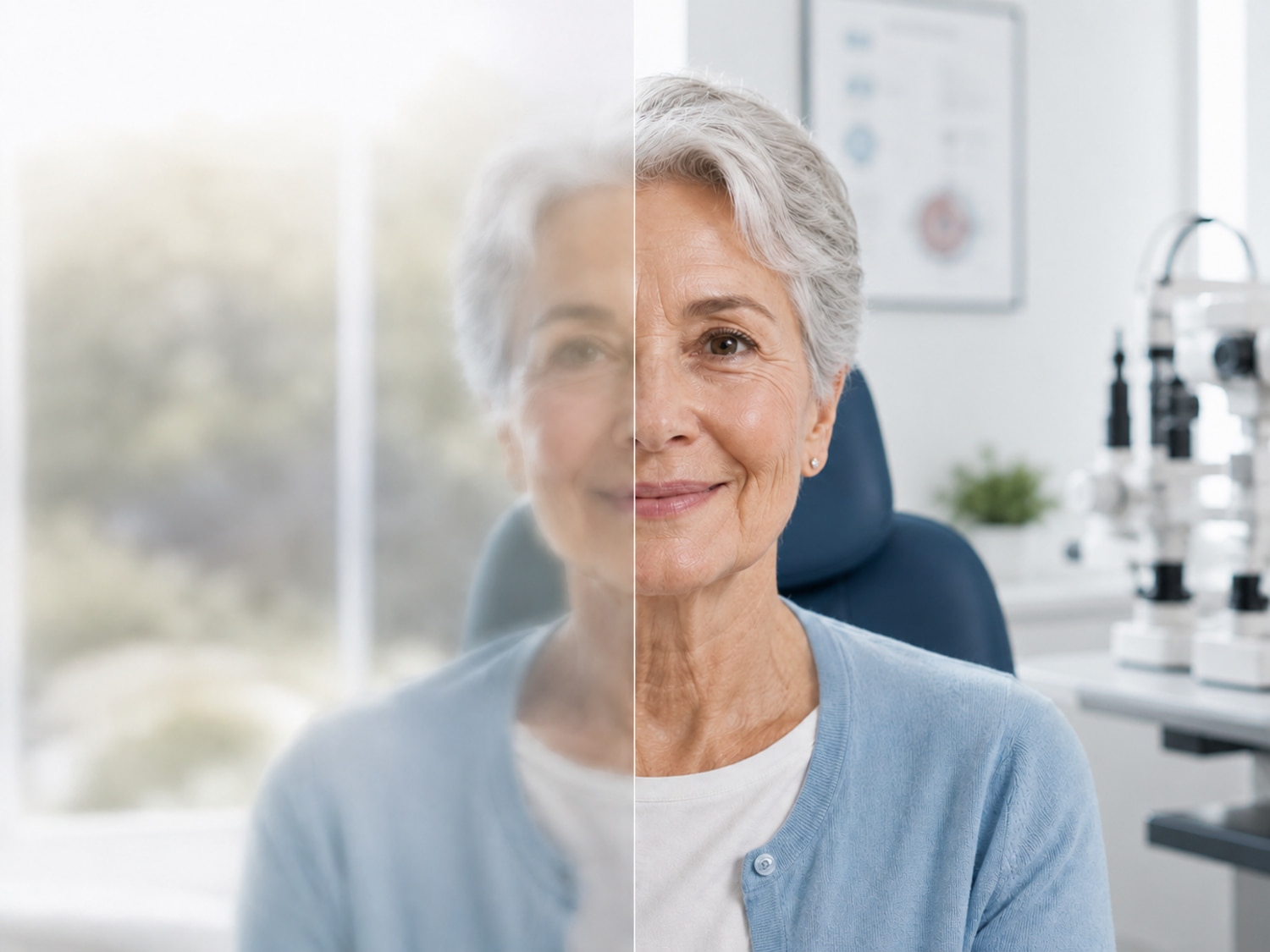 Illustration of vision affected by cataracts